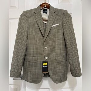BOSS Men’s Hutson Slim Fit Plain Check Sport Coat Medium Green Color (Size 36R).